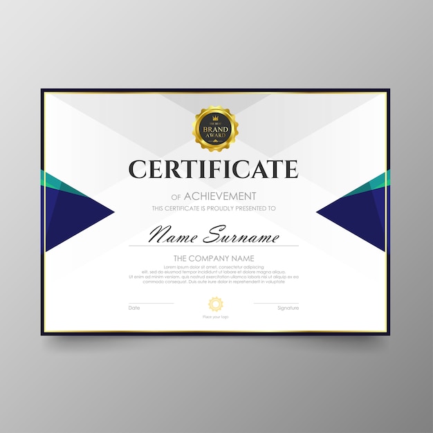 La plantilla superior del certificado otorga valor del vector del fondo del diploma y disposición de lujo.