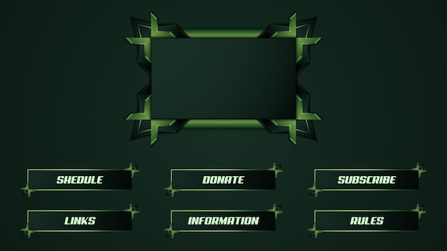 Plantilla de superposición de panel de streamer de twitch verde