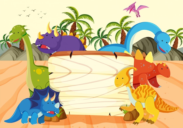 Una plantilla de tabla de madera de dinosaurio