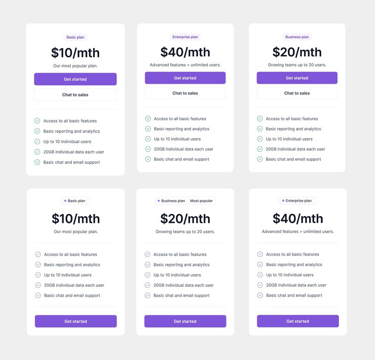 Vector plantilla de tabla de precios con una interfaz de usuario de tres tipos de planes