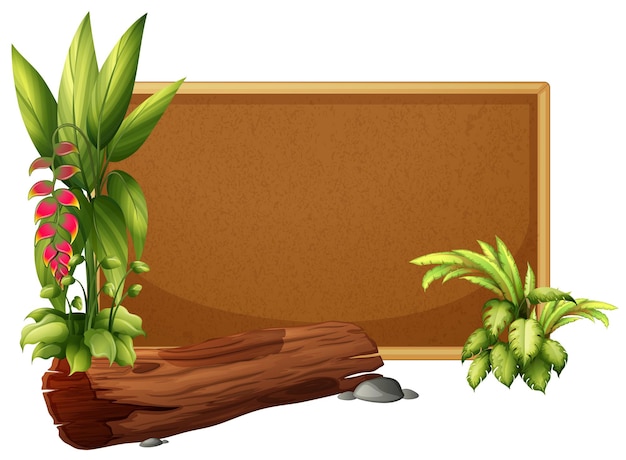 Vector plantilla de tablero con plantas silvestres y registro.