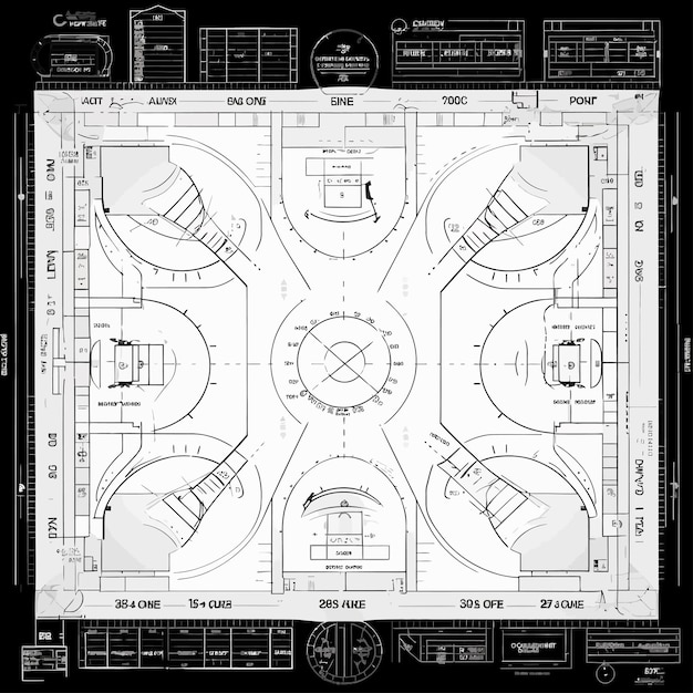 Vector plantilla de tablero de táctica de juego de campo de estrategia de baloncesto