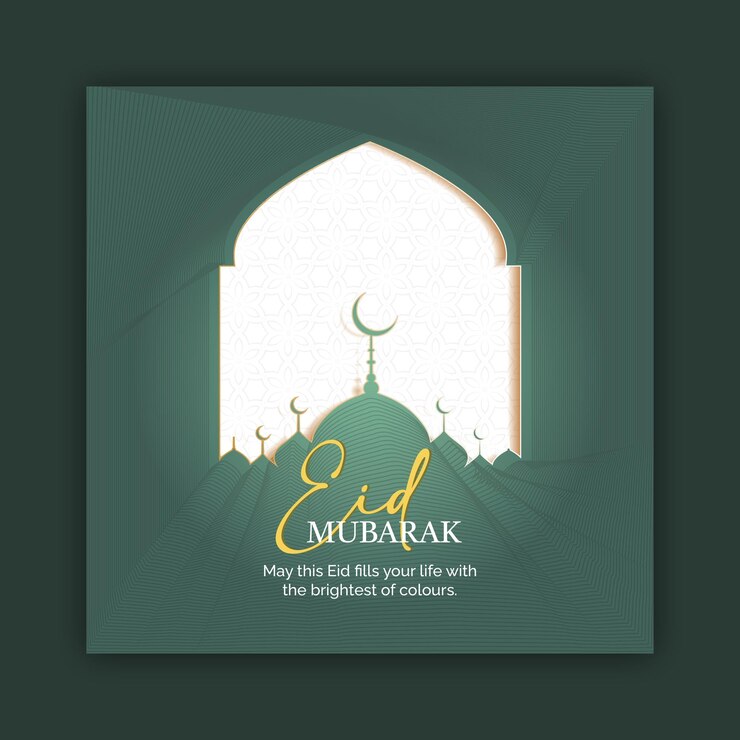 Plantilla de tamaño cuadrado de publicación de redes sociales de saludo del festival eid islámico
