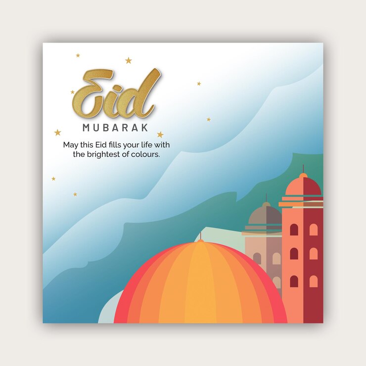 Plantilla de tamaño cuadrado de publicación de redes sociales de saludo del festival eid islámico