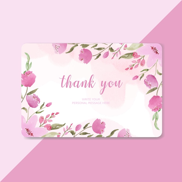 Plantilla de tarjeta de agradecimiento acuarela floral rosa