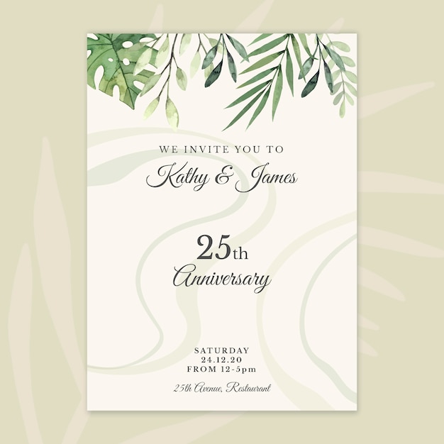 Plantilla de tarjeta de aniversario de 25 años