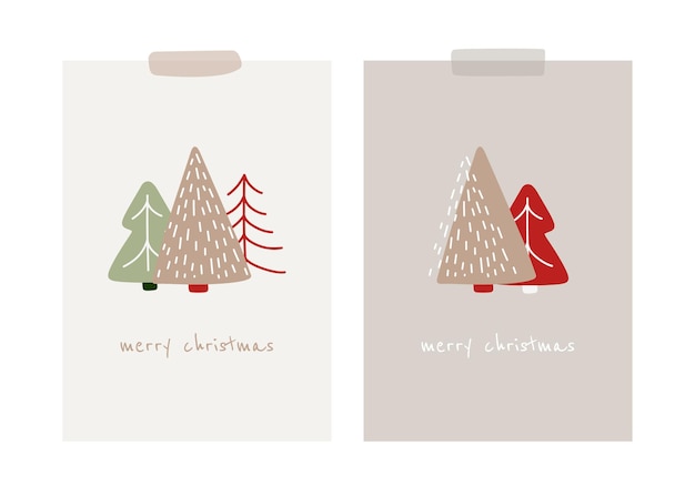 Plantilla de tarjeta de año nuevo, lindas ilustraciones minimalistas