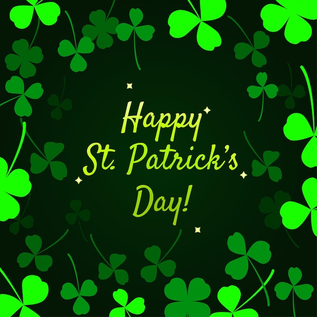 Plantilla de tarjeta de banner de saludo de celebración de trébol de feliz día de San Patricio con trébol.