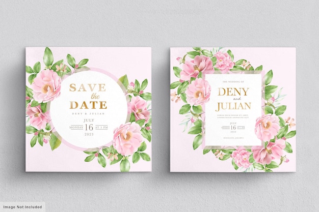 Plantilla de tarjeta de boda de camelia