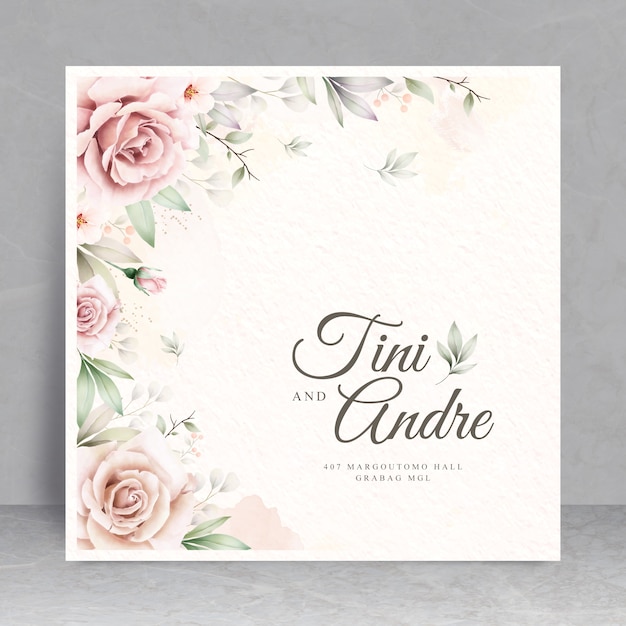 Plantilla de tarjeta de boda floral elegante