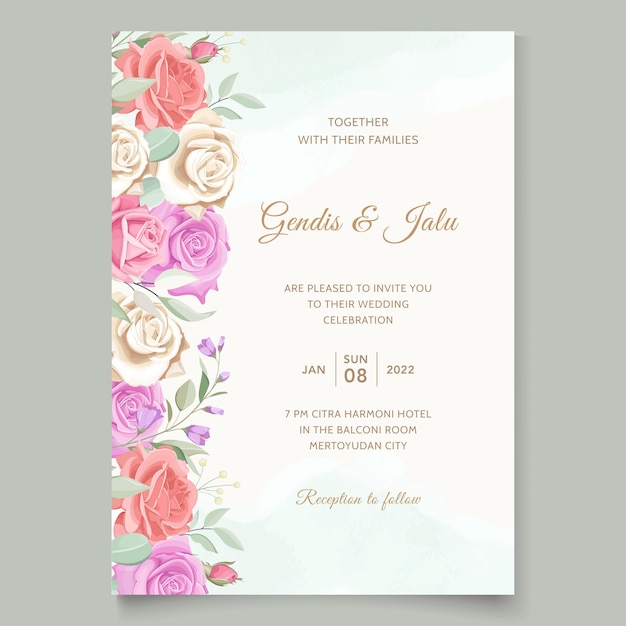 Plantilla de tarjeta de boda floral vintage