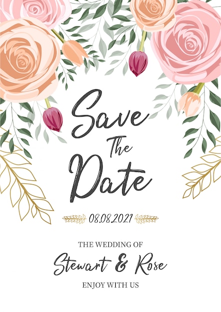 Vector plantilla de tarjeta de boda floral