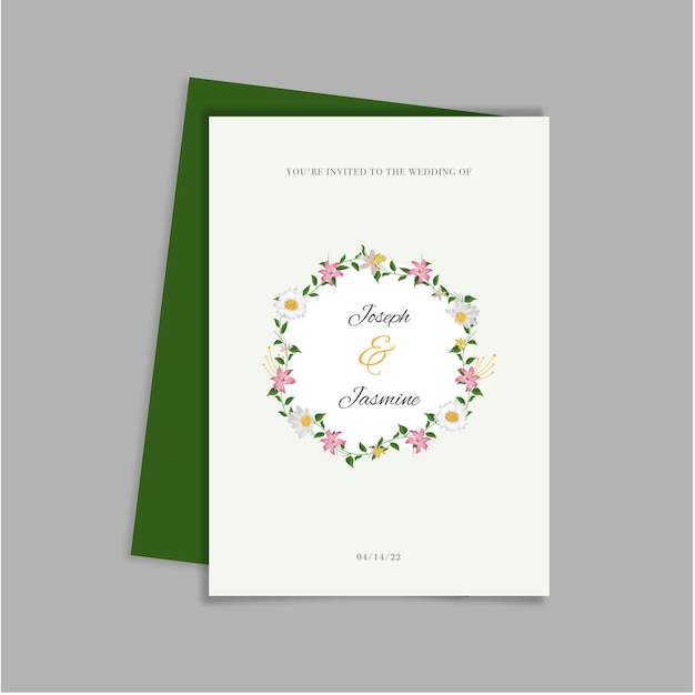 Vector plantilla de tarjeta de boda floral