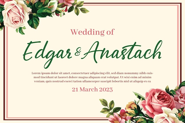 plantilla de tarjeta de boda de flores