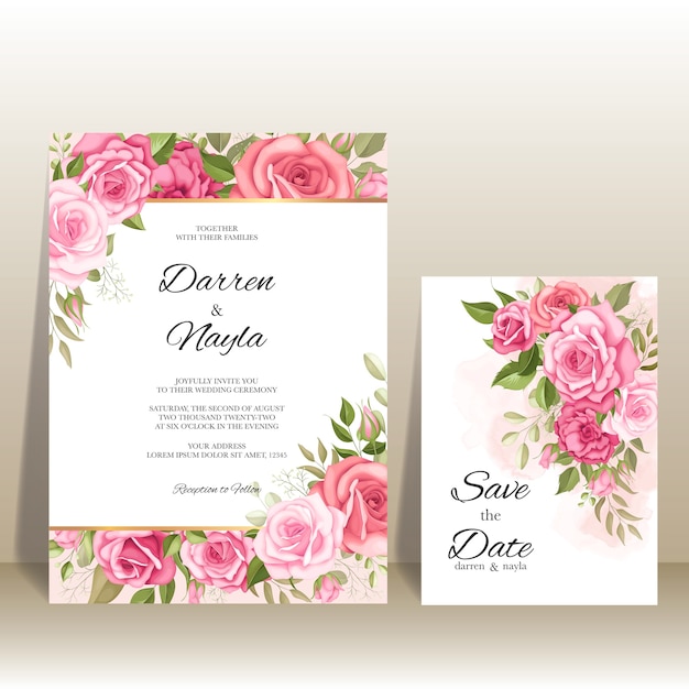 Vector plantilla de tarjeta de boda hermosa floral