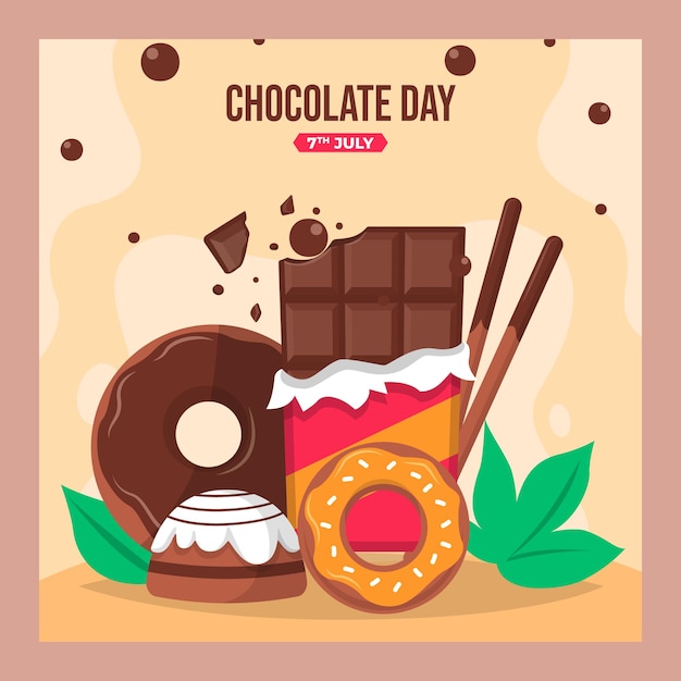 Vector plantilla de tarjeta de cartel del día del chocolate