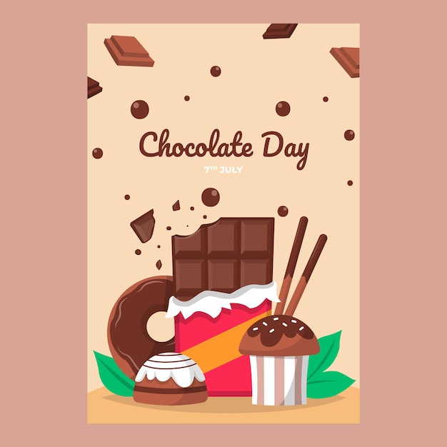 Vector plantilla de tarjeta de cartel del día del chocolate