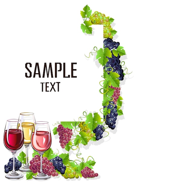 Plantilla de tarjeta con copas de vino.