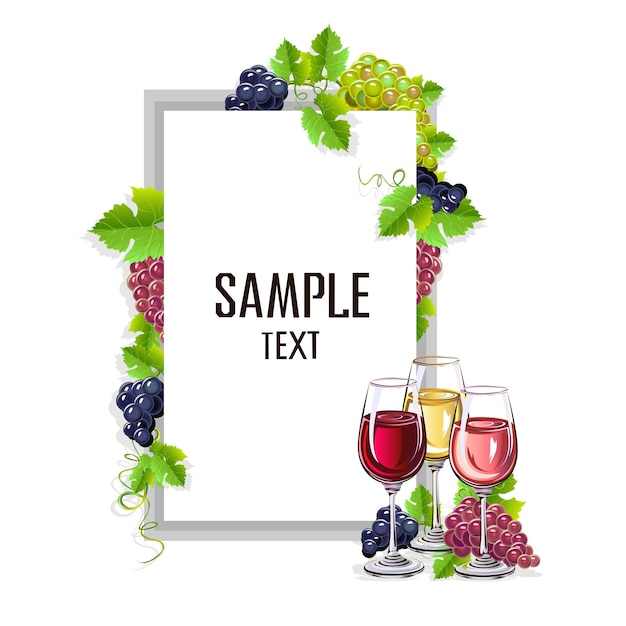 Vector plantilla de tarjeta con copas de vino.