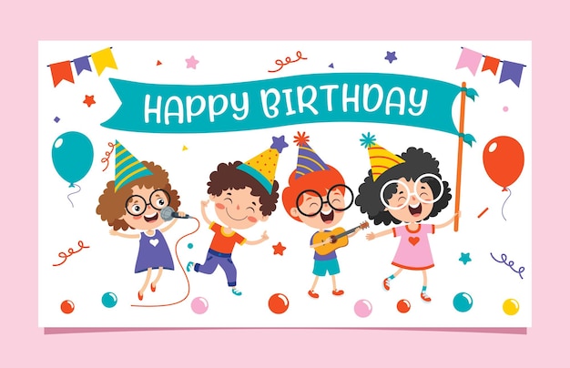 Vector plantilla de tarjeta de cumpleaños colorida linda