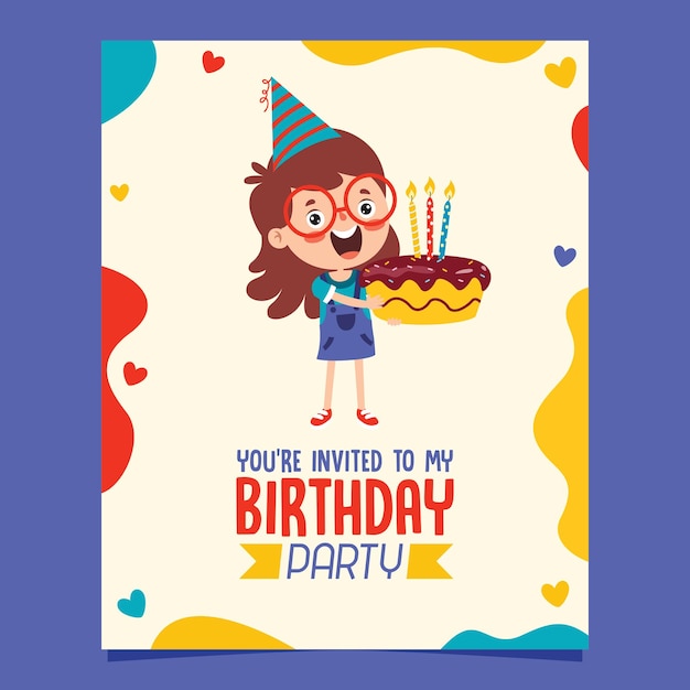 Vector plantilla de tarjeta de cumpleaños colorida linda