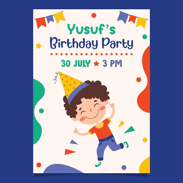 Vector plantilla de tarjeta de cumpleaños colorida linda