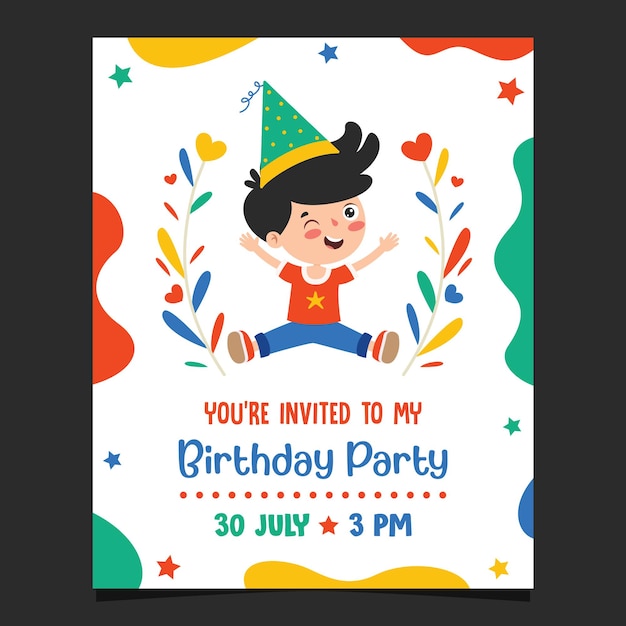 Vector plantilla de tarjeta de cumpleaños colorida linda