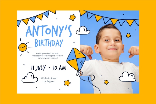 Vector plantilla de tarjeta de cumpleaños para niños