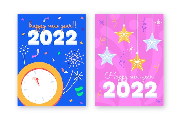 Vector plantilla de tarjeta de felicitación de año nuevo plana