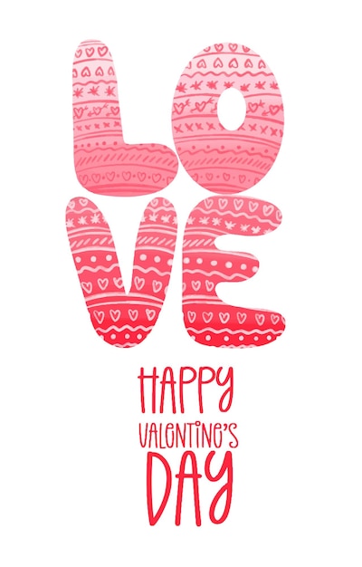Vector plantilla de tarjeta de felicitación para el día de san valentín, inscripción love