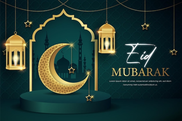 Plantilla de tarjeta de felicitación de eid mubarak