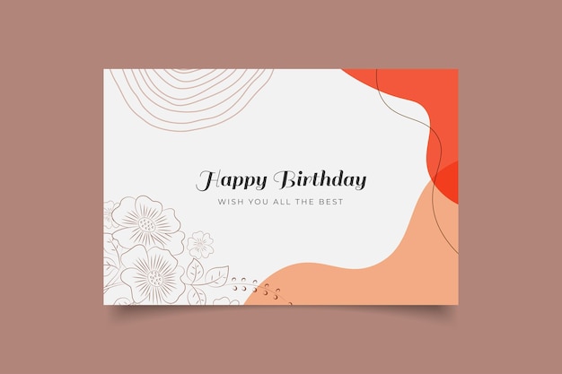 Vector plantilla de tarjeta de felicitación de feliz cumpleaños con diseño dibujado a mano