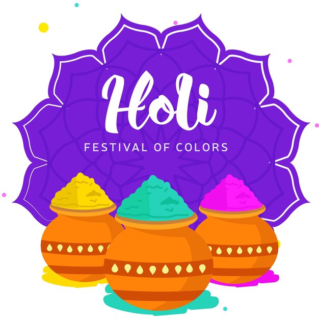 Plantilla de tarjeta de felicitación feliz festival holi de colores