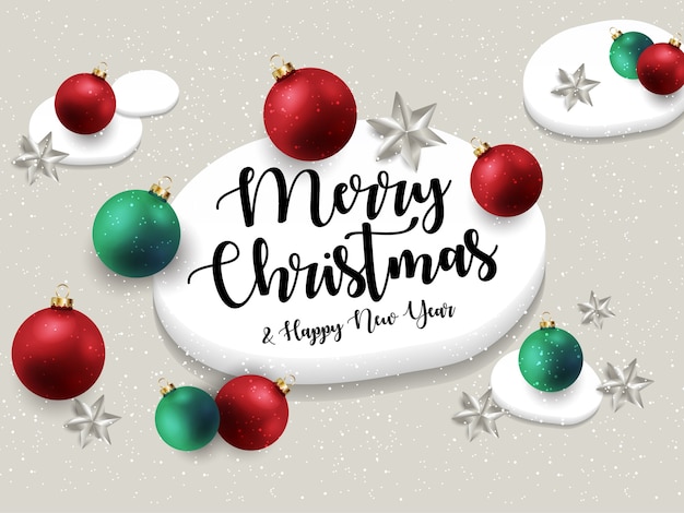 Plantilla de tarjeta de felicitación de feliz Navidad y próspero año nuevo.