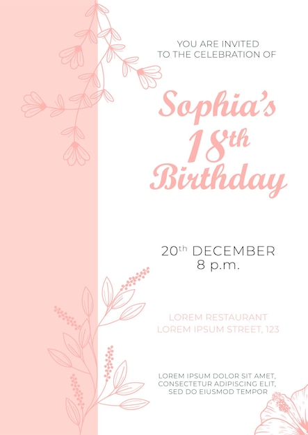plantilla de tarjeta de felicitación y invitación de cumpleaños y cartel
