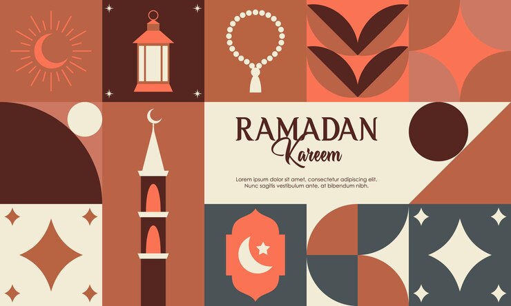 Vector plantilla de tarjeta de felicitación islámica con ramadán para papel tapiz concepto abstracto con elementos de ramadán