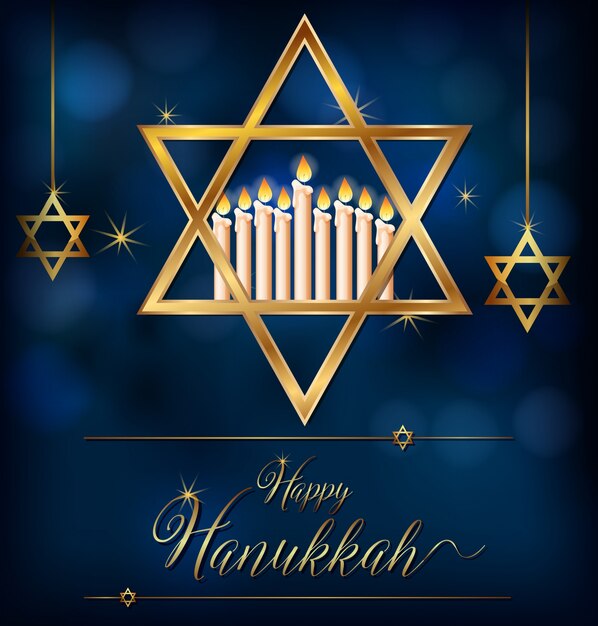 Plantilla de tarjeta feliz hannukkah