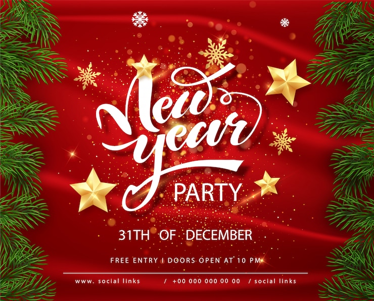 Vector plantilla de tarjeta de fiesta de año nuevo