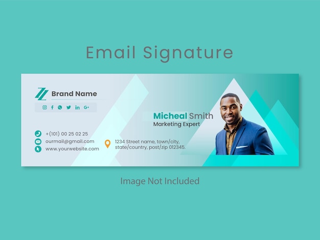 Plantilla de tarjeta de firma de correo electrónico comercial corporativa mínima limpia moderna creativa profesional