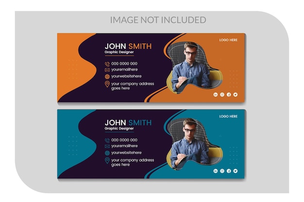 Plantilla de tarjeta de firma de correo electrónico moderna de vector libre con diseño de portada de redes sociales
