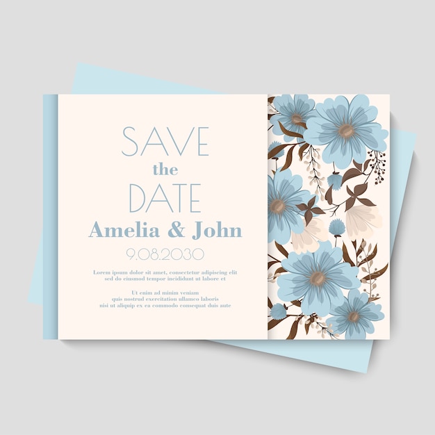 Plantilla de tarjeta floral de boda