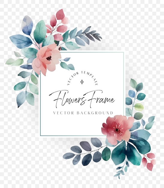 plantilla de tarjeta con flores de acuarela