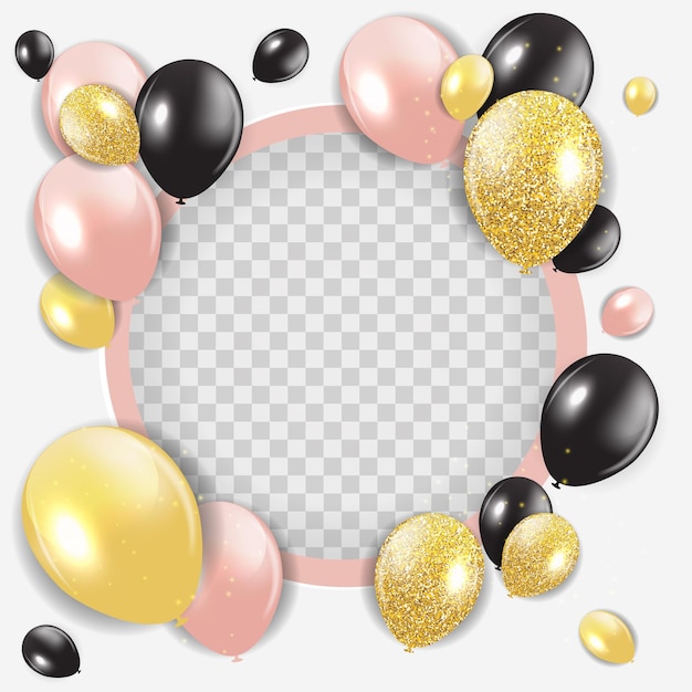 Plantilla de tarjeta de fondo abstracto feliz cumpleaños con globos