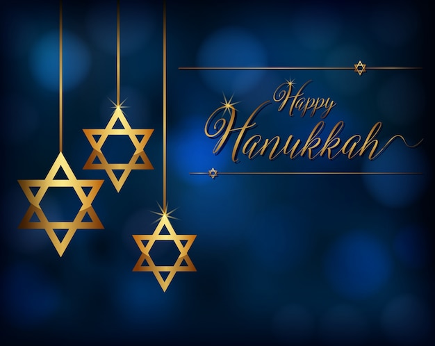 Plantilla de tarjeta para Hanukkah con adornos de estrellas