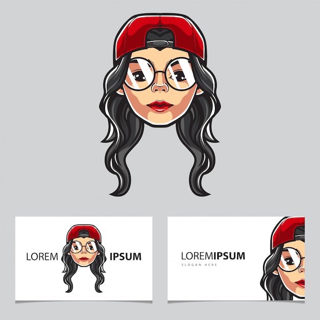 Plantilla de tarjeta de Hipster Girl