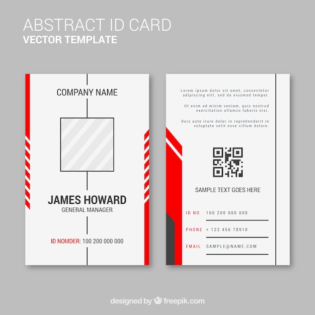 Plantilla de tarjeta de identificación abstracta con diseño plano