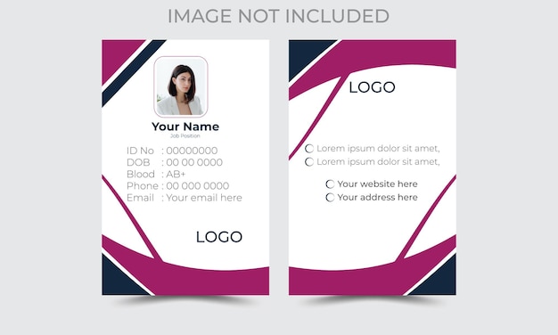 plantilla de tarjeta de identificación abstracta vectorial con imagen