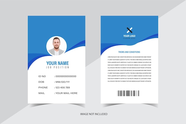 Plantilla de tarjeta de identificación comercial moderna y limpia Plantilla de tarjeta de identificación de empleado de la empresa