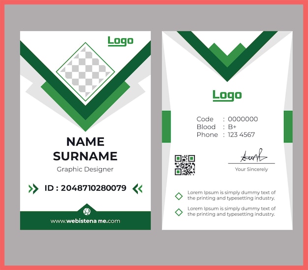 plantilla de tarjeta de identificación corporativa profesional diseño de tarjeta de identidad limpia con maqueta realista