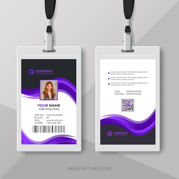 Plantilla de tarjeta de identificación de empleado de empresa corporativa moderna y creativa